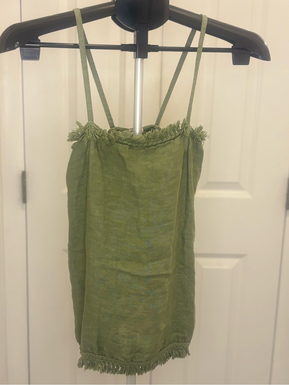 Francesca Bettini 100% Linen Olive Green Cami Tank Top Made in Italy Size Small